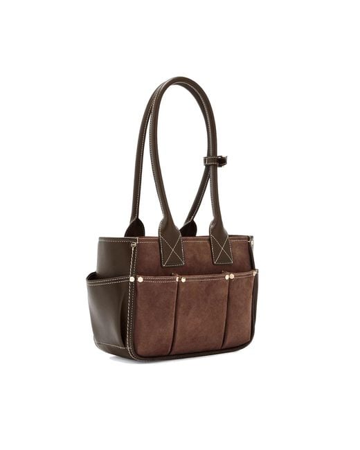 Ganni Brown Shoulder Bag Posy Small Leather