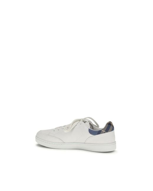 Burberry White Calf Leather Bos Taurus Low Top Sneakers for men