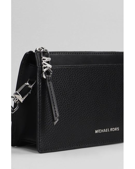 Michael Kors Gray Kendall Shoulder Bag In Black Leather
