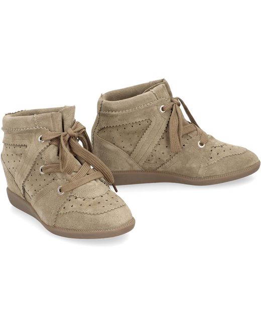 Isabel Marant Brown Wedge Sneakers Bobby Calf Leather Trainers