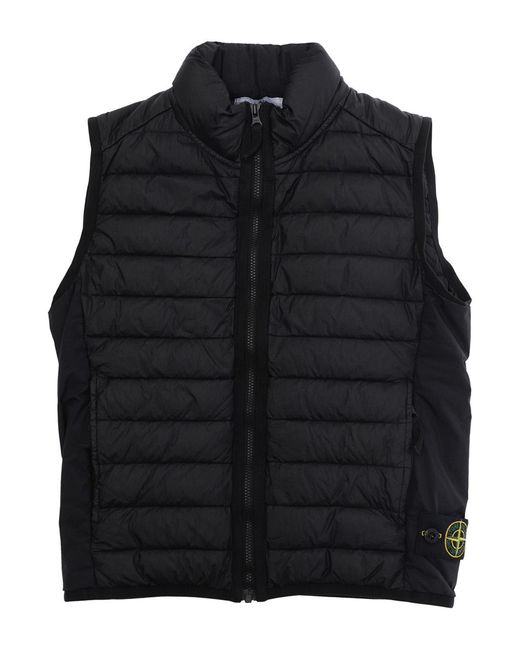 Stone Island Black Hooded Down Jacket Polyamide Padded for men