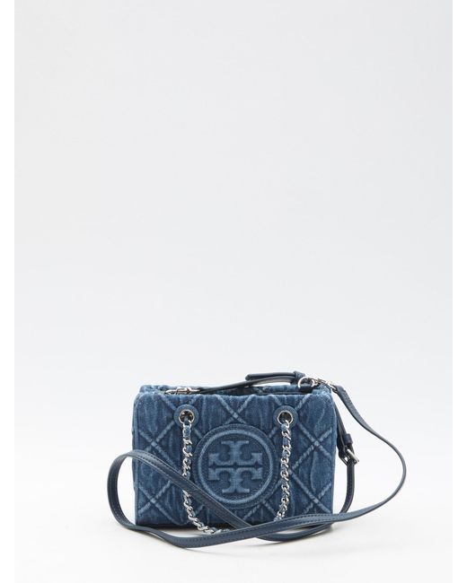 Tory Burch Blue Fleming Soft Denim Mini Chain Tote Bag