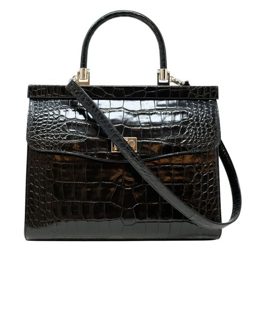 Rodo Black Croco Leather Paris Handbag