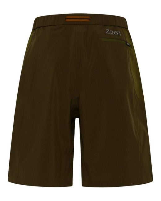 Zegna Green Polyester Blend Bermuda Shorts for men