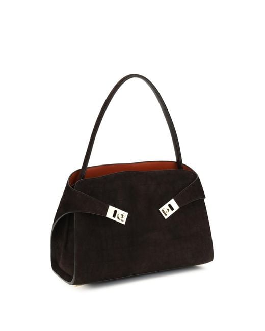 Ferragamo Black Hug Soft Shoulder Bag Calf Leather Bos Taurus
