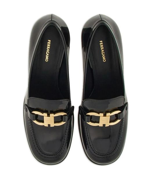 Ferragamo Black Ferragamo 60Mm Gancini-Buckle Patent Leather Pumps