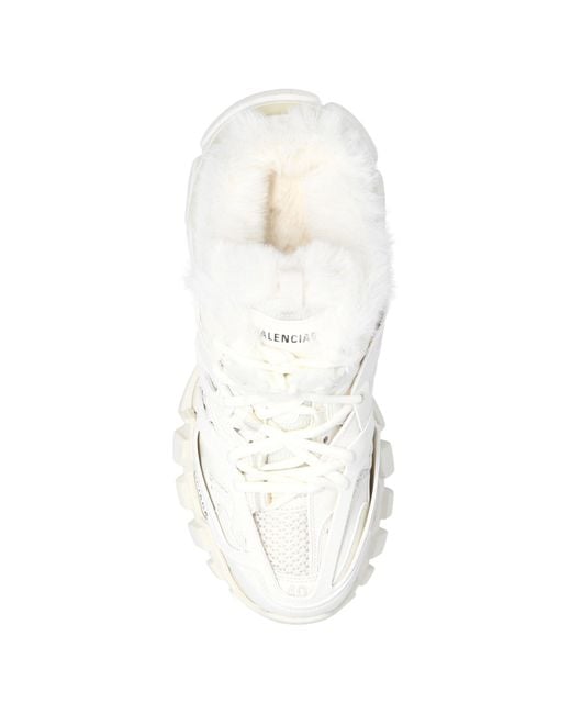 Balenciaga White Furry Slide Sandal