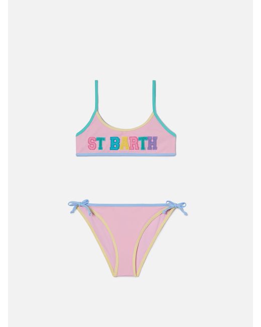 Mc2 Saint Barth Pink Jaiden String Bikini With Terry Effect Patch