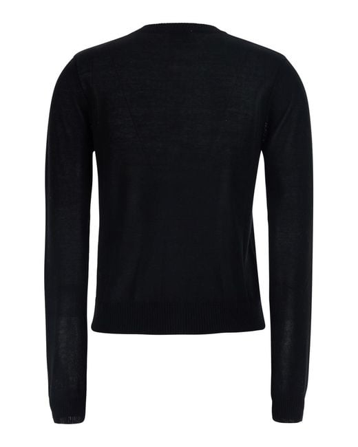 Ganni Blue Crew Neck Cardigan Cotton Tops