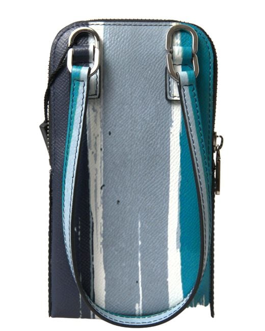 Dolce & Gabbana Blue Leather Purse Crossbody Sling Phone Bag And for men