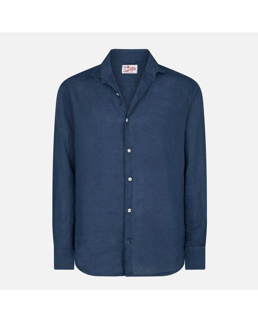 Mc2 Saint Barth Blue Pamplona Linen Shirt for men