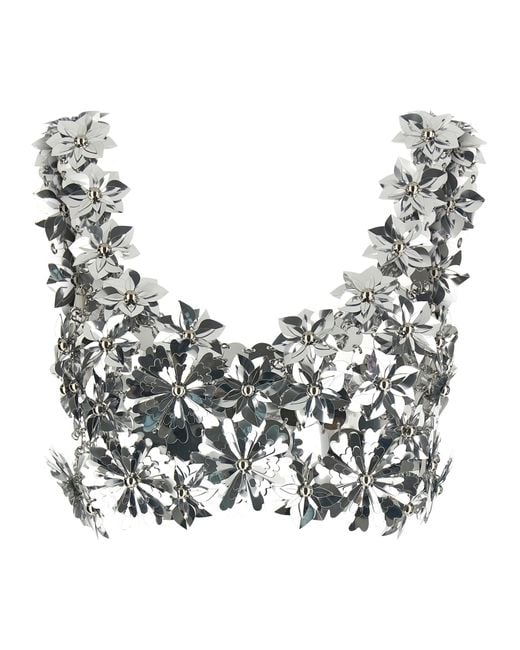 Rabanne Gray Bralette Top Polyester Tops