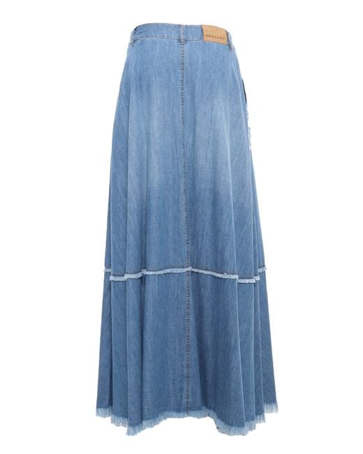 Ermanno Scervino Blue Long Denim Skirt