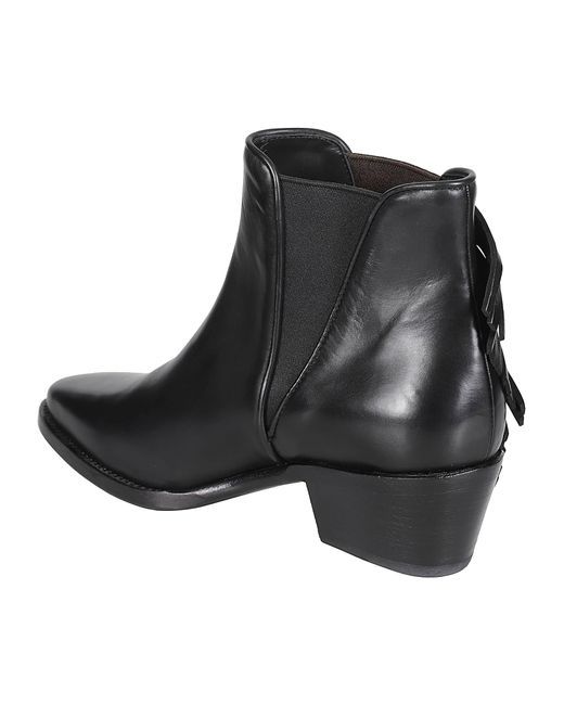 Dami Black Fringed Side Stretch Boots