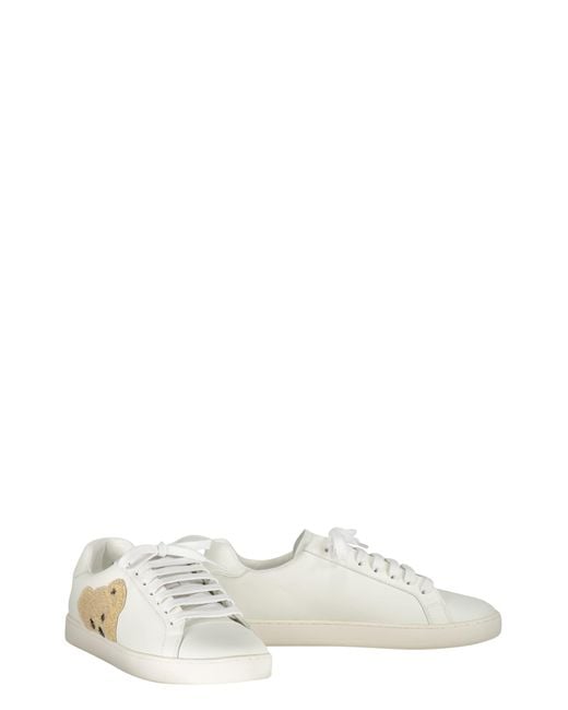 Palm Angels White New Teddy Bear Leather Low-Top Sneakers for men