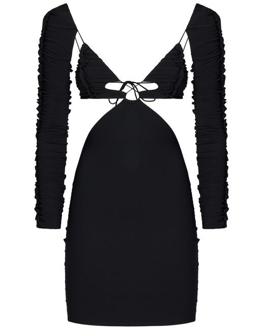 Amazuìn Black Azhar Ruffles Mini Dress
