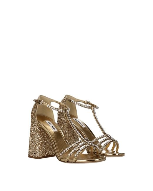 Miu Miu Metallic Plastic Platform Sandals