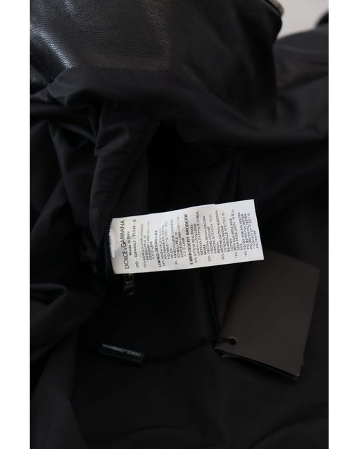 Dolce & Gabbana Black Leather Hooded Blouson Coat Jacket Clothing for men