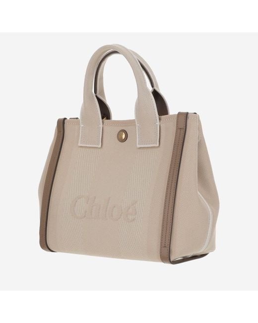 Chloé Natural Chloé Carry Small Canvas Tote Bag