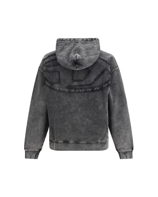 DIESEL Gray S-Boxt-Hood-Den Hoodie Cotton Sweatshirts for men