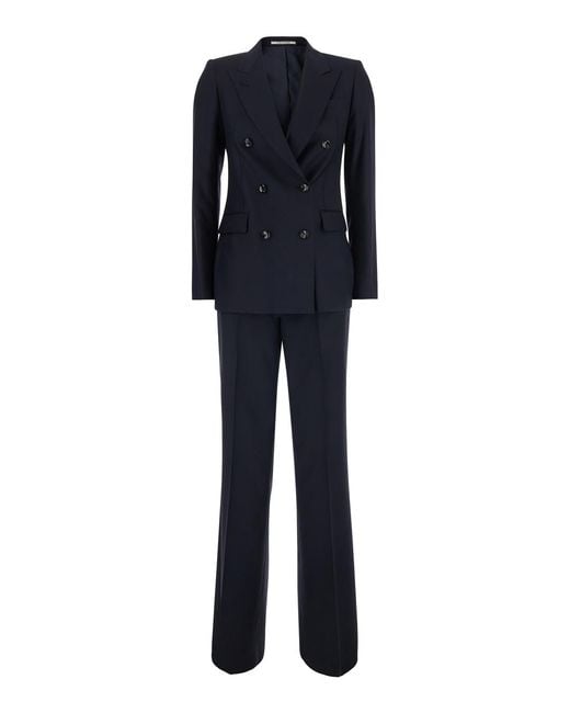 Tagliatore Blue Double-Breasted Suit Trouser Suits