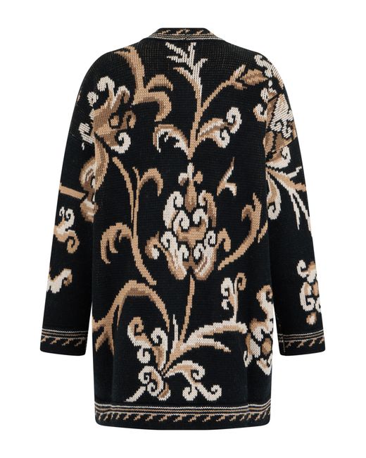 Etro Black Cardigan With Graphic Pattern Wool Cardigans