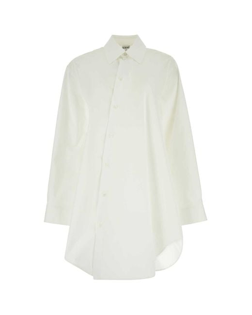 Loewe White Poplin Shirt Dress
