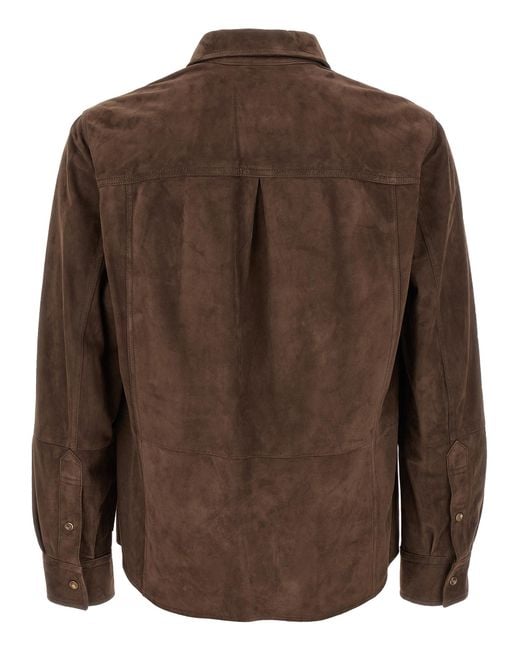 Brunello Cucinelli Brown Lamb Leather Blouse for men