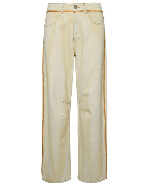 Palm Angels Natural Ivory Cotton Jeans