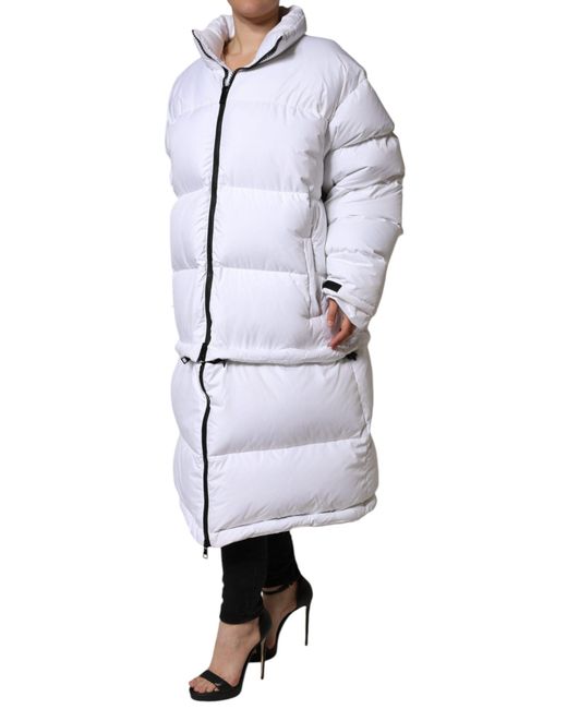 Dolce & Gabbana White Puffer Quilted Full Zip Coat Jacket