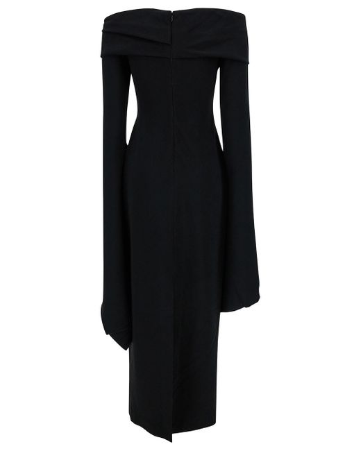Solace London Black 'Arden' Long Dress With Extra Long Dress