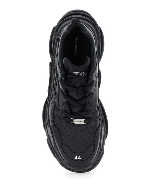Balenciaga Black 'Triple S Sporty' Sneaker With 3B Logo Embroidered On The Side And Worn Effect for men