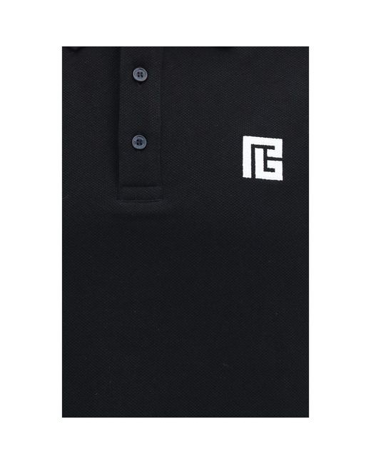 Balmain Black Cotton Polo Shirt for men