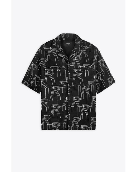 Represent Black Embrodiered Initial Overshirt Cotton Bowling Shirt With Monogram Embroidery Pattern for men