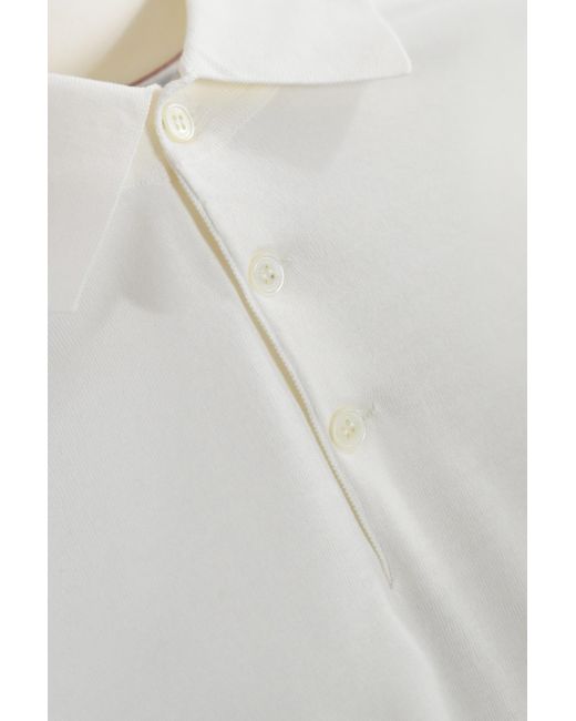 Brunello Cucinelli White Cotton Polo Shirt for men