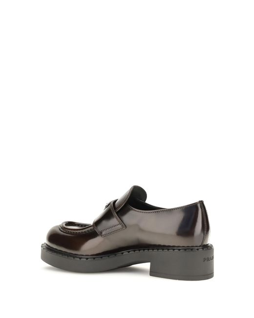 Prada Brown Leather Logo Loafers Calf