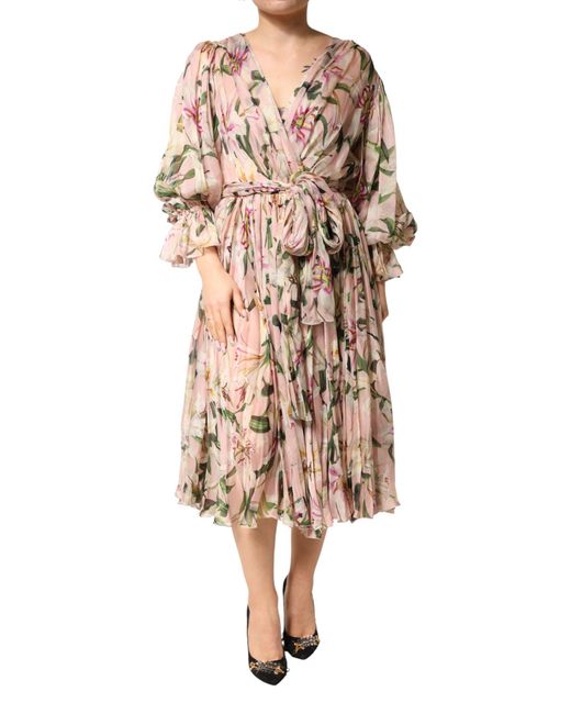 Dolce & Gabbana Natural Pink Lily Print A