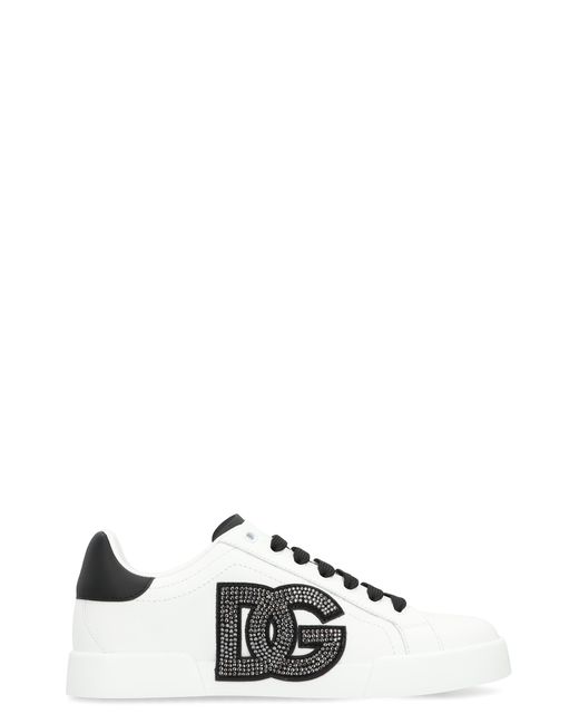 Dolce & Gabbana White Portofino Leather Sneakers Calf Trainers
