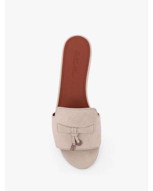 Loro Piana White Flat Suede Sandals Summe Charms