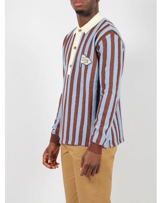Maison Kitsuné Blue Striped Comfort Polo Shirt for men