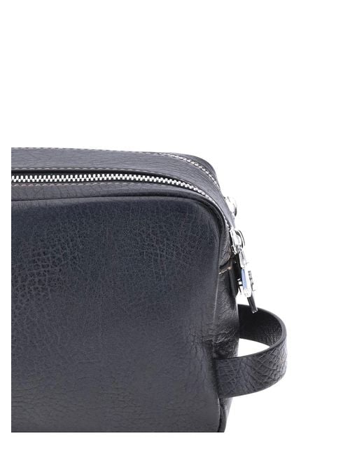 Brunello Cucinelli Blue Pebbled Leather Beauty Case for men