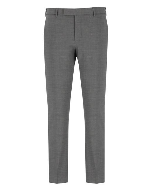 PT Torino Gray Virgin Wool Trousers for men