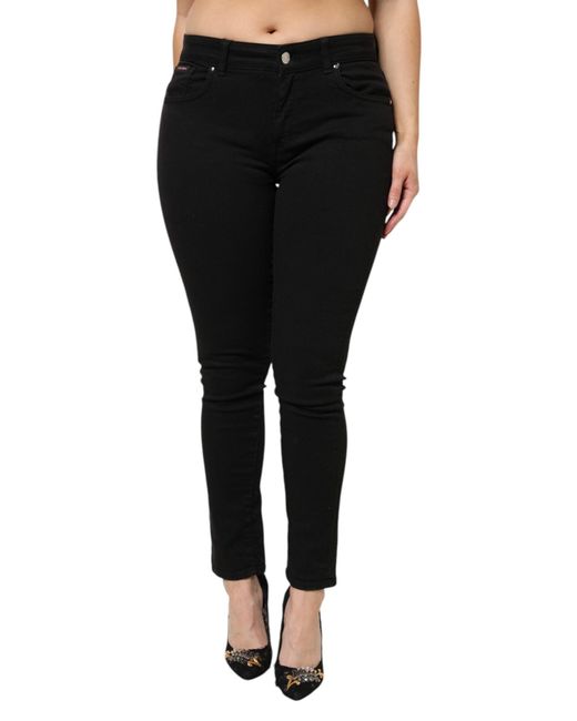 Dolce & Gabbana Black Cotton Mid Waist Denim Jeans