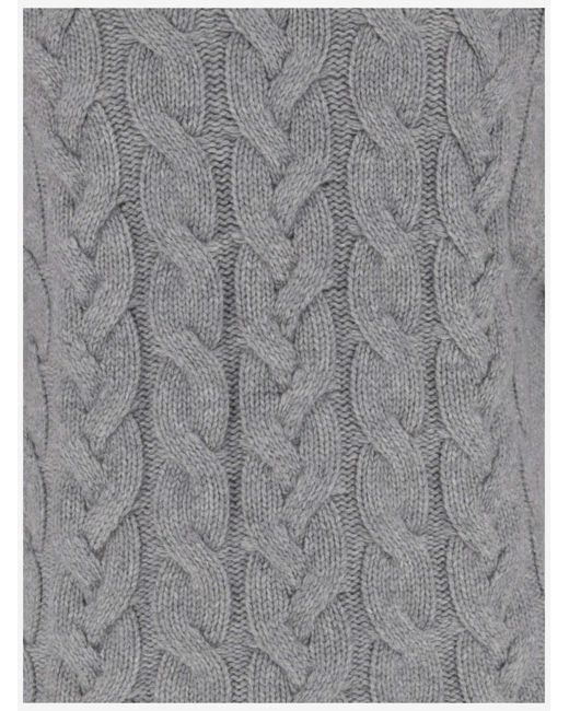 Allude Gray Cashmere Crew-Neck Sweater for men
