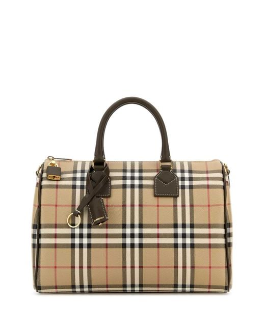 Burberry Metallic Printed Canvas Medium Check Handbag