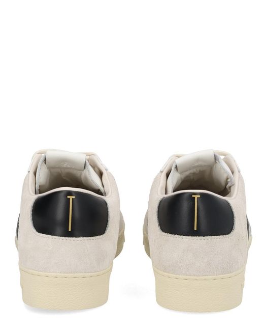 Tom Ford Natural Sneaker With Logo Leather Trainers for men