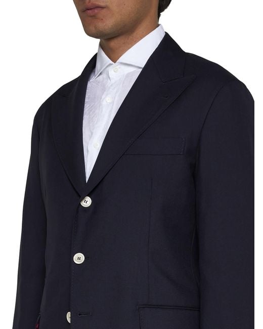 Brunello Cucinelli Blue Wool Single-breasted Blazer for men