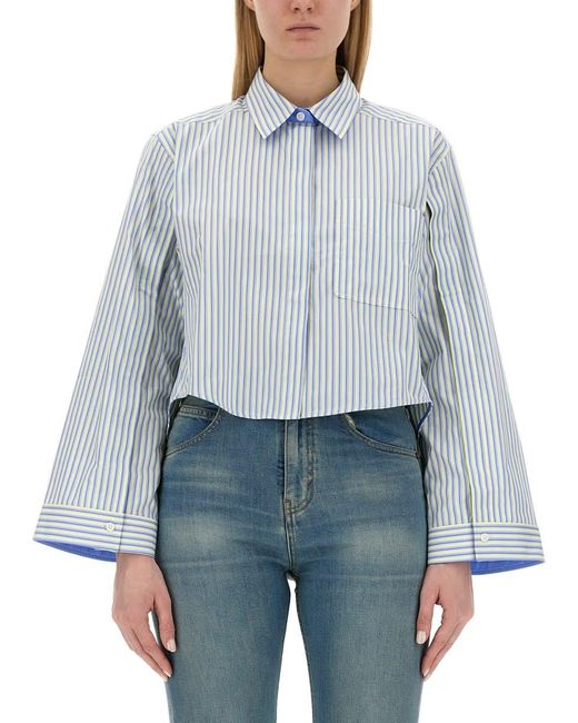 Victoria Beckham Blue Cropped Shirt