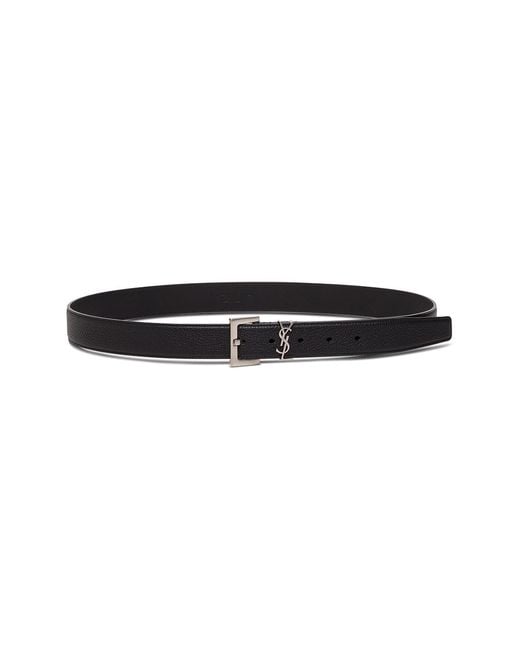 Saint Laurent Black Leather Belt With Logo Buckle for men