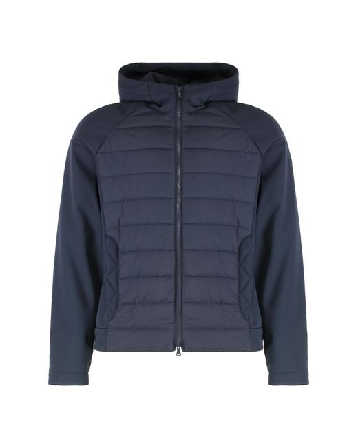 Paul & Shark Blue Technical Fabric Hooded Jacket Polyester Raincoats for men